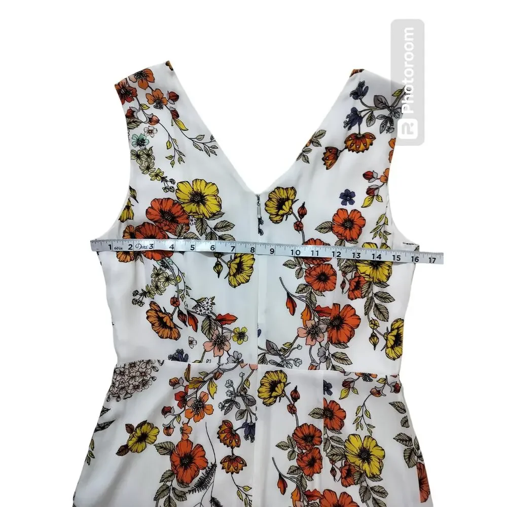 Elie Tahari Women's Jannele Orange Floral Sleeveless Fit & Flare Dress | Size‎ 4
